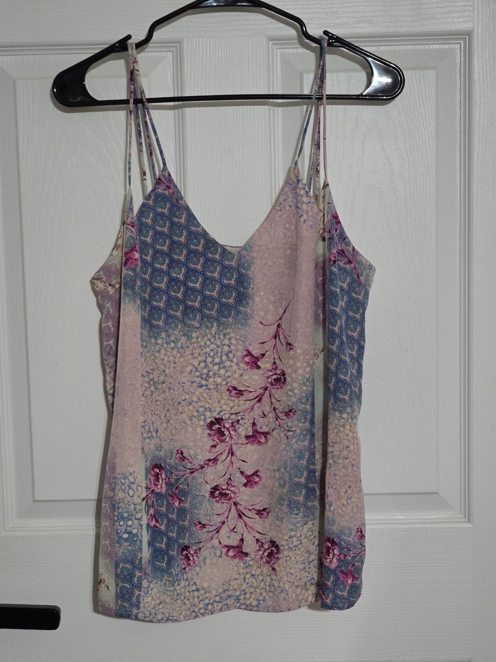 Skies Are Blue Pink and Blue Floral Double-Strap Camisole